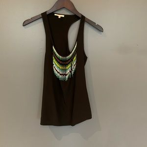 Matty M Racer Back Beaded Tank Black Size Small